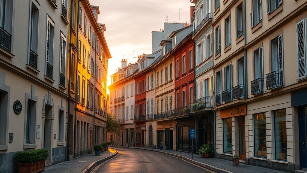 Prix au m² à Lyon — rue résidentielle calme à Lyon à l'heure dorée